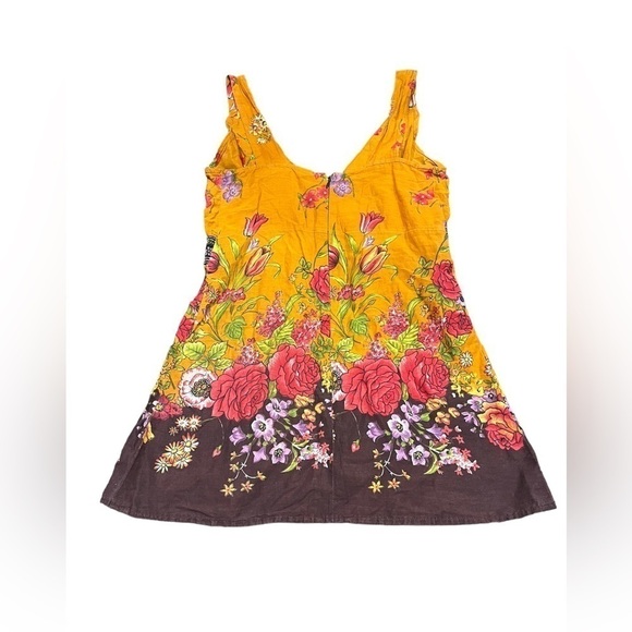 Unbranded 90s Y2K Faircore Top Yellow & Brown Floral Print Baby Doll Size Medium - Picture 5 of 5